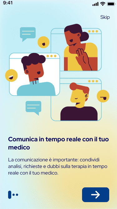 Schermata di onboarding di Medi